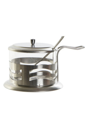 Cukraus dubuo DKD Home Decor Pagrindinis Sidabras Nerūdijantis plienas Stiklas 15 x 10,5 x 10 cm