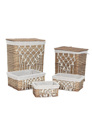 Skalbinių krepšys Home ESPRIT Balta Natūralus vytelių Shabby Chic 47 x 35 x 55 cm 5 Dalys