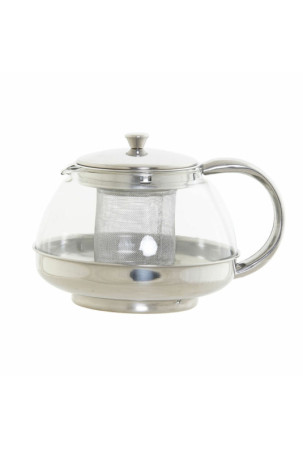 Arbatinukas DKD Home Decor Sidabras Nerūdijantis plienas Stiklas Plastmasinis 18 x 14 x 12 cm