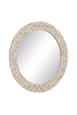 Sieninis veidrodis Balta Stiklas Mango mediena 76 x 2 x 76 cm