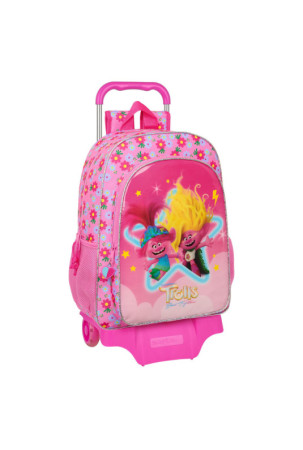 Mokyklinė kuprinė su ratukais Trolls Rožinė 33 x 42 x 14 cm