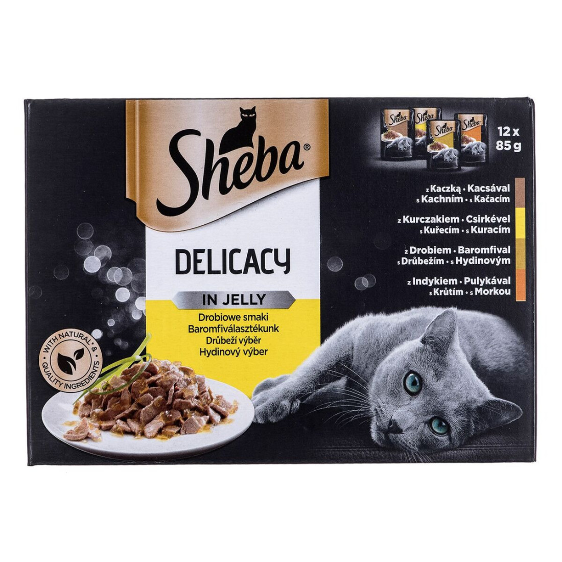 Kačių maistas Sheba Delicacy in Jelly Višta Turkija Antis Paukščiai 100 g