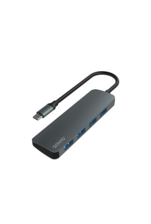4 lizdų USB-C šakotuvas Savio AK-54 Pilka