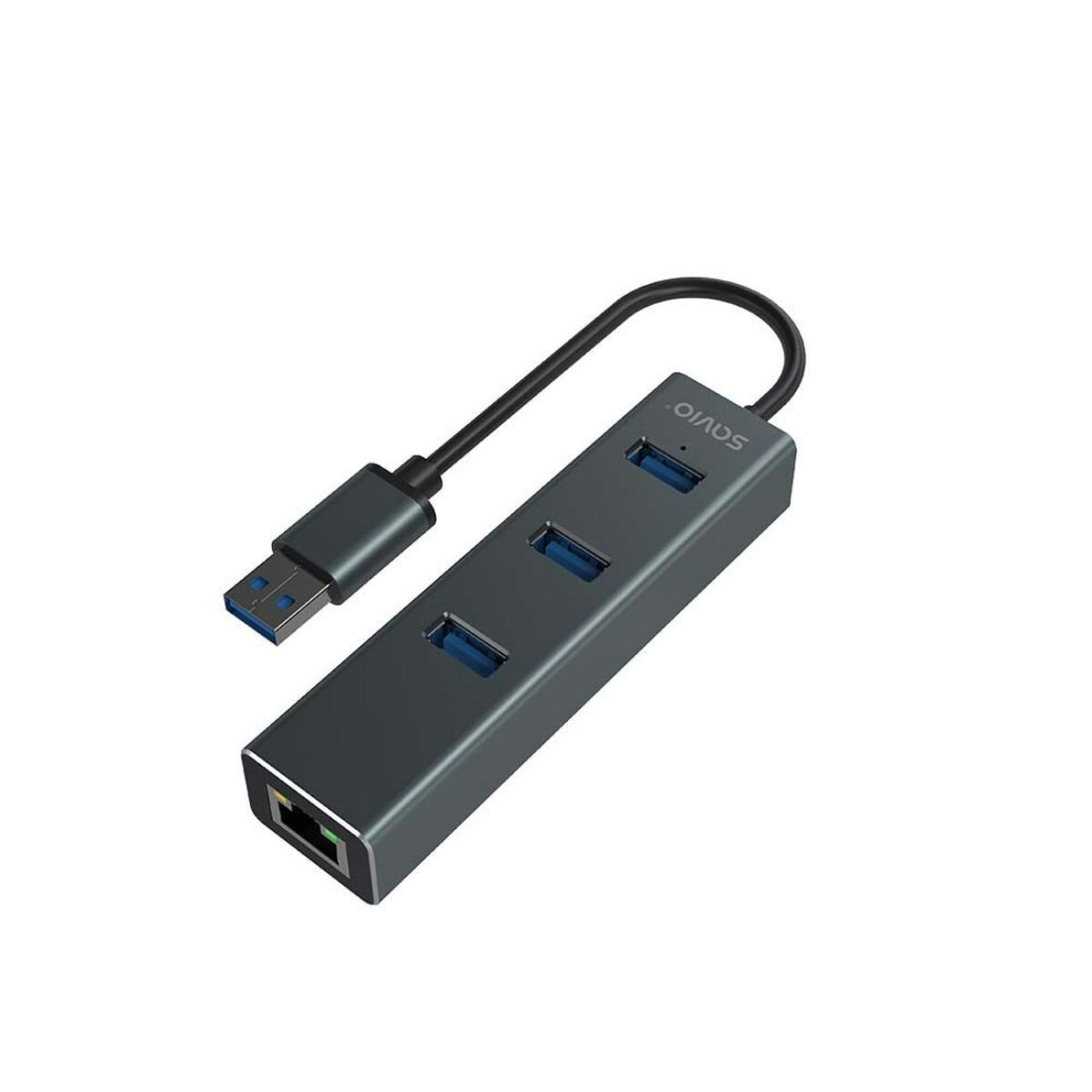 4 lizdų USB šakotuvas Savio AK-58 Ethernet (RJ-45) Pilka