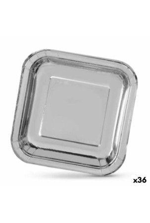 Plokštelių rinkinys Algon Sidabras Vienkartinis Kartonas Kvadratai 23 x 23 x 1,5 cm (36 Vienetai)
