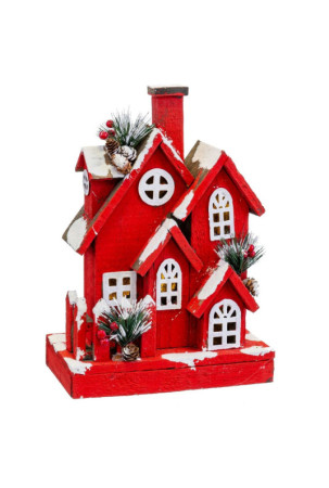 Kalėdų papuošalai Raudona Medžio Namas 24 x 13 x 33 cm