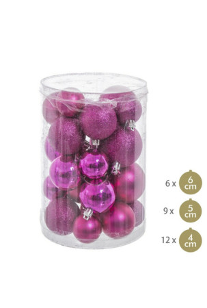 Eglutės rutuliukai Fuksija Plastmasinis Blizgučiai 12,5 x 12,5 x 27 cm (27 vnt.)