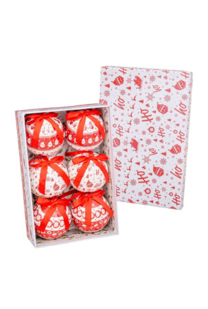 Eglutės rutuliukai HO-HO Balta Raudona Popierius Polyfoam 7,5 x 7,5 x 7,5 cm (6 vnt.)