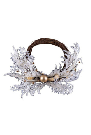 Kalėdinis vainikas Balta Auksinis Rotangas Plastmasinis 45 cm