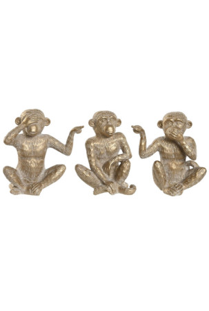 Dekoratyvinė figūrėlė Home ESPRIT Auksinis Beždžionė Tropinis 14 x 10 x 14 cm (3 vnt.)