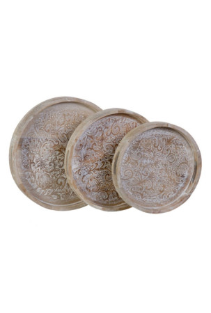 Užkandžių dėklas 48 x 48 x 5 cm Balta Mango mediena 3 Dalys