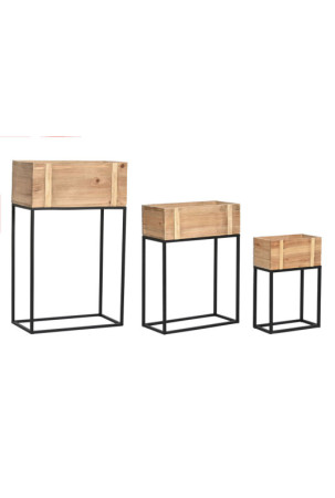 Sodinamųjų komplektas DKD Home Decor 50 x 24 x 80 cm Natūralus Juoda Metalinis Medžio