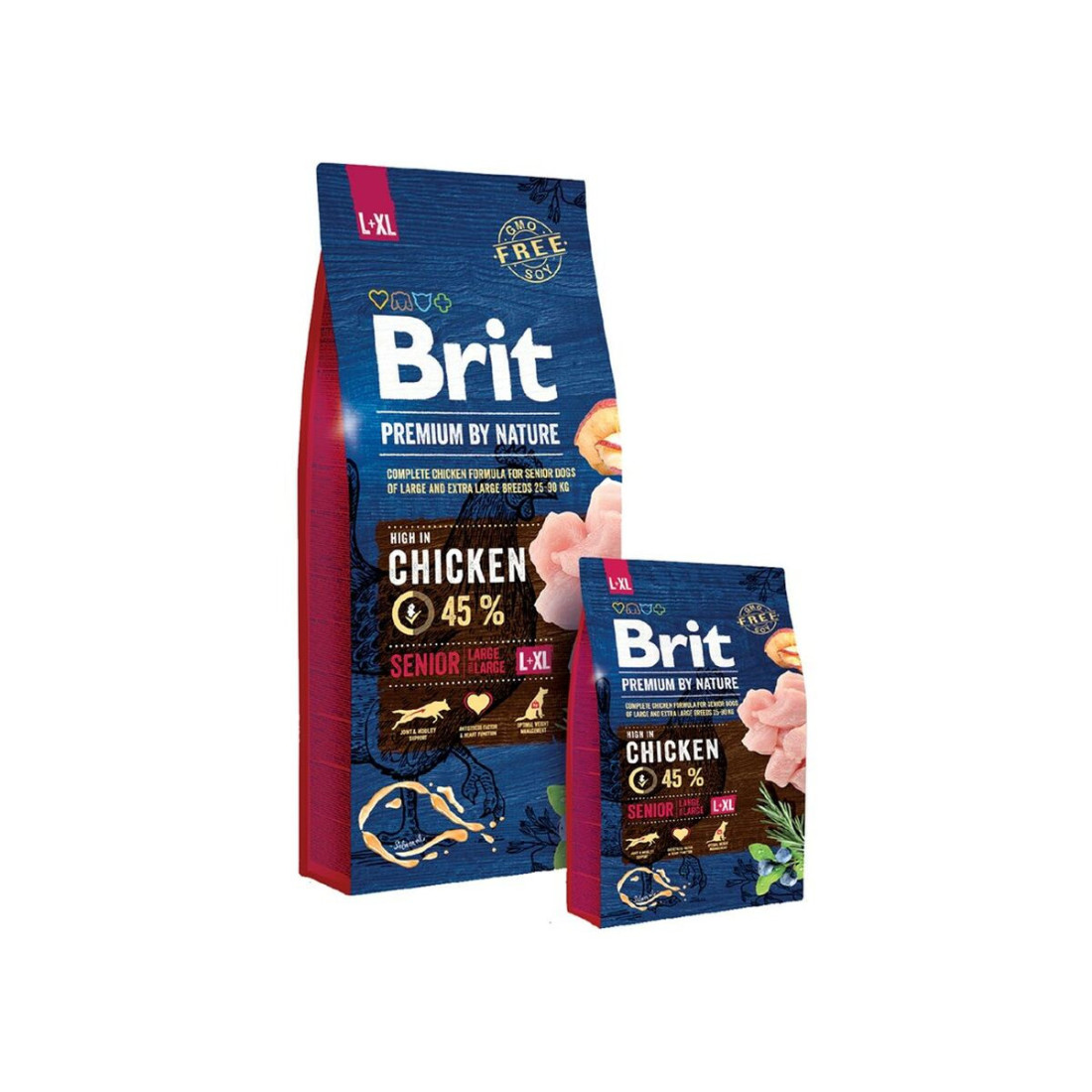Pašarai Brit Premium by Nature Senior L+XL Vyresnysis Obuolys Višta Kukurūzai 20-40 Kg 15 kg