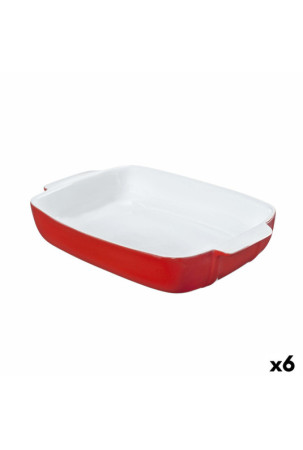 Orkaitės Indas Pyrex Signature Balta Raudona Keramikinis Stačiakampis 29 x 19 x 7 cm (6 vnt.)