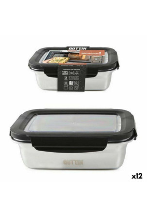 Hermetiška priešpiečių dėžutė Quttin Stačiakampis Plienas 1L (12 vnt.)