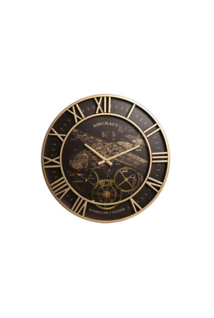 Sieninis laikrodis DKD Home Decor Lėktuvas Stiklas Auksinis Geležis (52 x 5 x 52 cm)