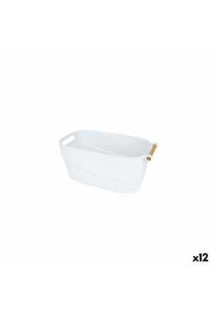 Universalus pintas krepšys Confortime Balta Medžio Plastmasinis 27 x 14,5 x 12 cm Su rankenomis (12 vnt.)