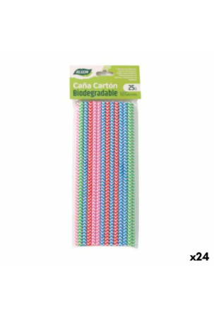 Šiaudeliai Algon Kartonas Spalvotas Dryžiai 25 Dalys 24 vnt.