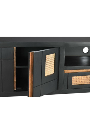 Televizoriaus baldai DKD Home Decor Juoda Rotangas Mango mediena (145,5 x 40,5 x 60 cm)