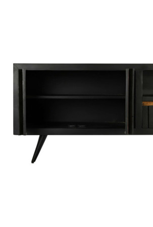 Televizoriaus baldai DKD Home Decor Juoda Rotangas Mango mediena (145,5 x 40,5 x 60 cm)