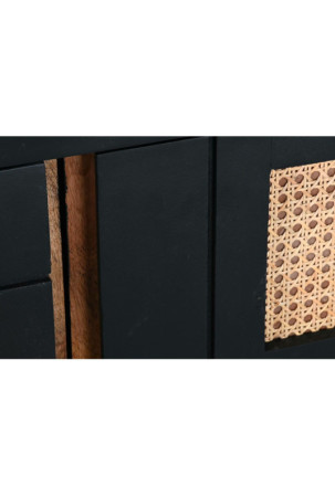 Televizoriaus baldai DKD Home Decor Juoda Rotangas Mango mediena (145,5 x 40,5 x 60 cm)