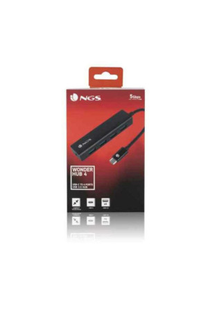 4 lizdų USB šakotuvas NGS NGS-HUB-0054 Juoda 5 Gbps 4 lizdų USB šakotuvas NGS NGS-HUB-0054 Juoda 5 Gbps
