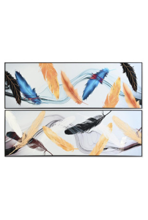 Paveikslas DKD Home Decor Pluksnos 180 x 3 x 60 cm (2 vnt.)