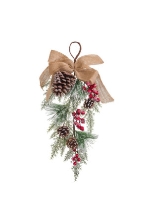 Durų pakabukas Kalėdos Balta Raudona Žalia Natūralus Rotangas Plastmasinis 55 cm