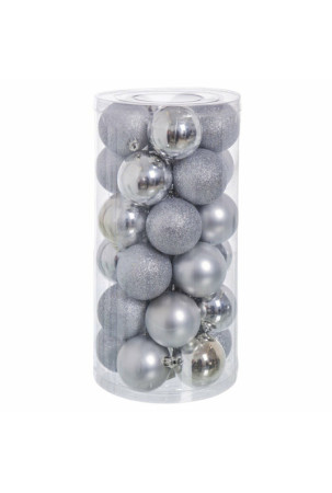 Eglutės rutuliukai Sidabras Plastmasinis Blizgučiai 6 x 6 x 6 cm (30 vnt.)