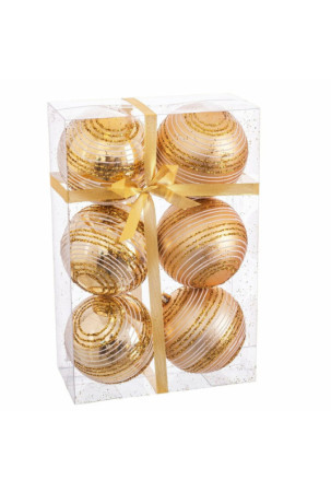 Eglutės rutuliukai Auksinis Plastmasinis Spiralė 8 x 8 x 8 cm (6 vnt.)