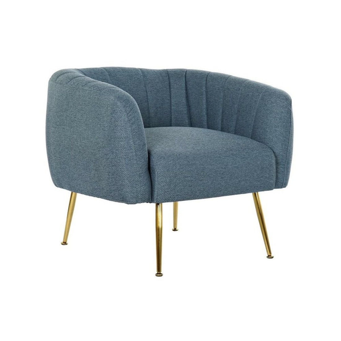 Fotelis DKD Home Decor Mėlyna Auksinis Porolonas Medžio Metalinis Plastmasinis 81 x 75 x 73 cm