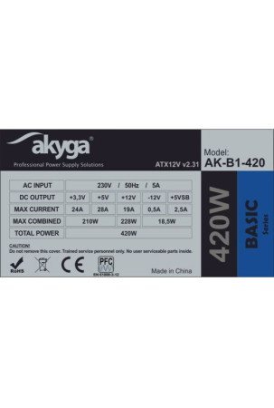 Maitinimo blokas Akyga AK-B1-420 420 W ATX RoHS CE REACH