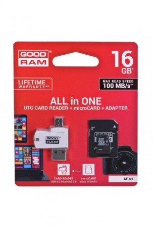 USB atmintukas GoodRam M1A4 All in One Balta Juoda Pilka 16 GB
