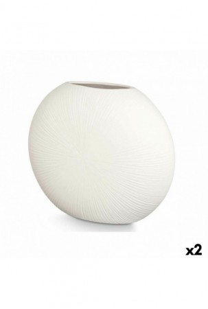 Vaza Apskritas Balta Keramikinis 40 x 34,5 x 16 cm (2 vnt.)