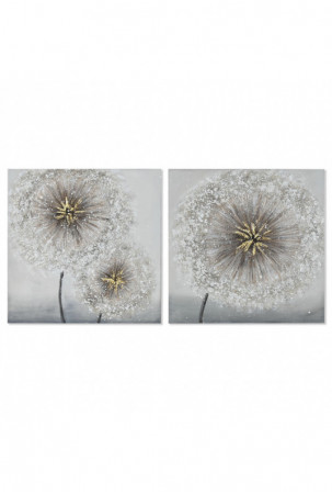 Paveikslas Home ESPRIT Balta Pilka Drobė Medžio MDF Romantiškas 80 x 3 x 80 cm (2 vnt.)