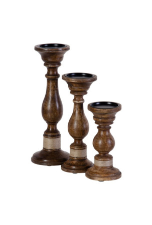 Stalo kilimėlių rinkinys Ruda Geležis Mango mediena 14 x 14 x 38 cm (3 vnt.)