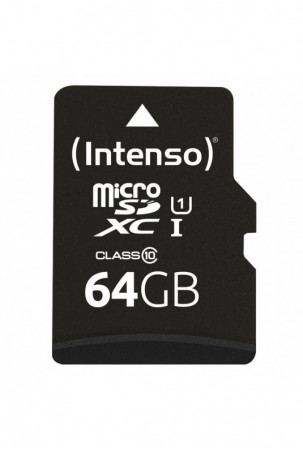 Mikro SD atminties kortelė su adapteriu INTENSO 64 GB Mikro SD atminties kortelė su adapteriu INTENSO 64 GB