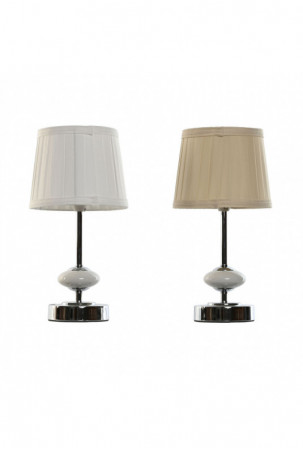 Stalinė lempa Home ESPRIT Balta Rusvai gelsva Metalinis Porcelianas 20 W 220 V 17,5 x 17,5 x 35 cm (2 vnt.)