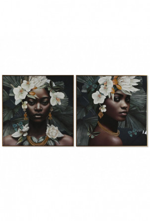 Paveikslas Home ESPRIT Afrikietė Lakuotas 100 x 3,5 x 100 cm (2 vnt.)