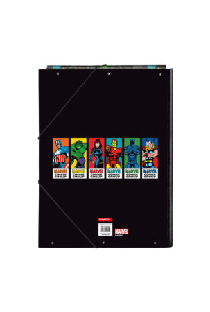 Papkė su skyriais The Avengers Super heroes Juoda A4