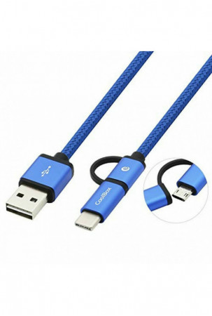 Kabelis USB į mikro USB ir USB C CoolBox COO-CAB-U2MC-BL